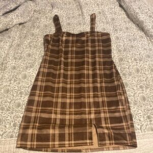 JUST POLLY NEW YORK Brown Plaid Dress